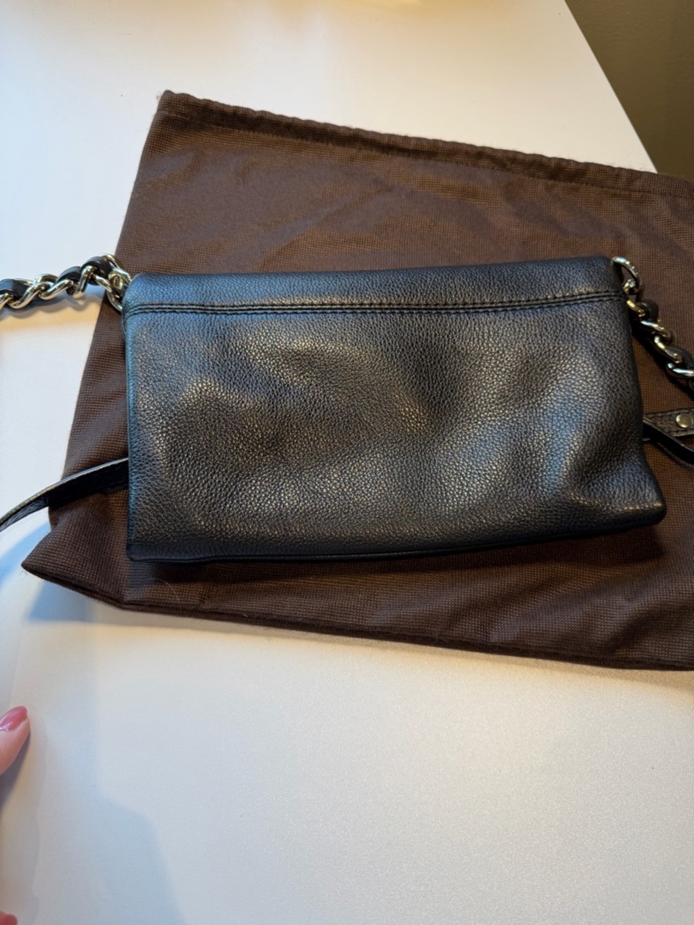 kate spade Black Pebbled Leather Foldover Clutch with Gold Hardware - Picture 2 of 5